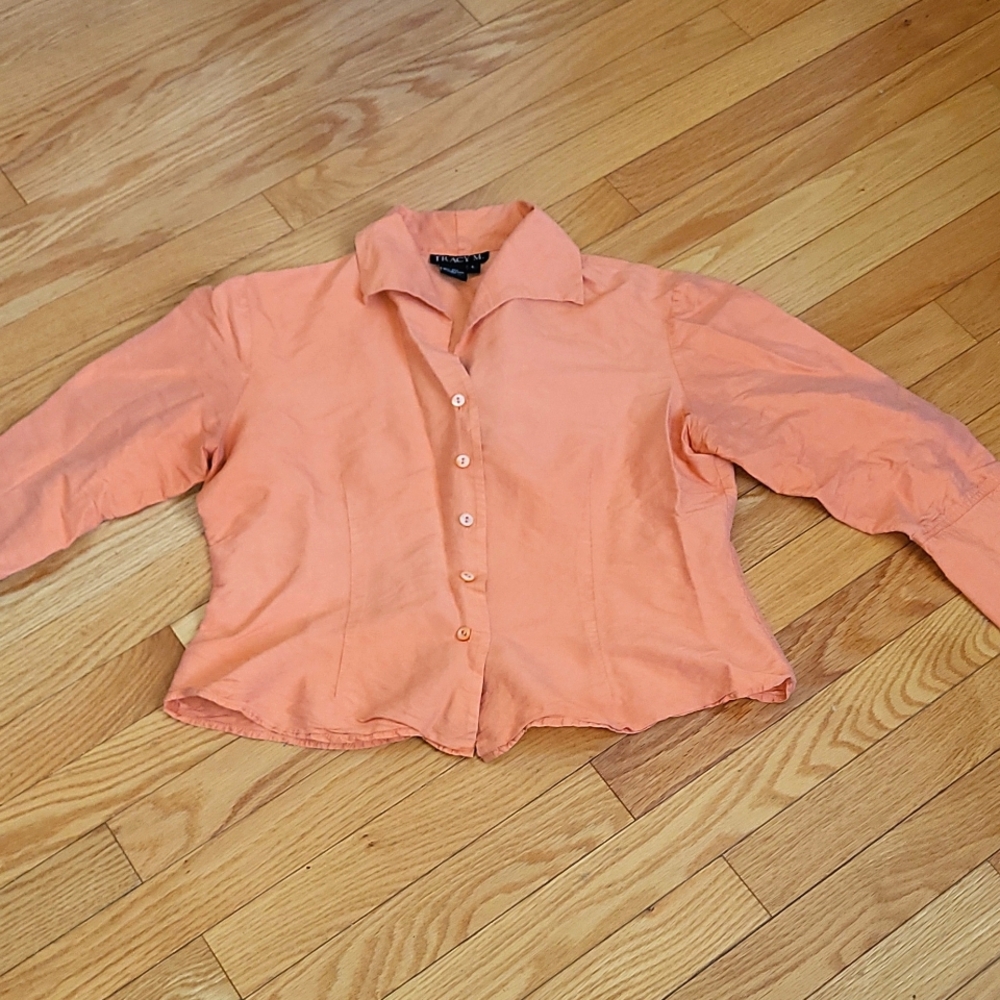 EUC 100% silk crop shirt
